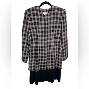 Vintage Maggie London Plaid Red and Black Plaid Dress size 8